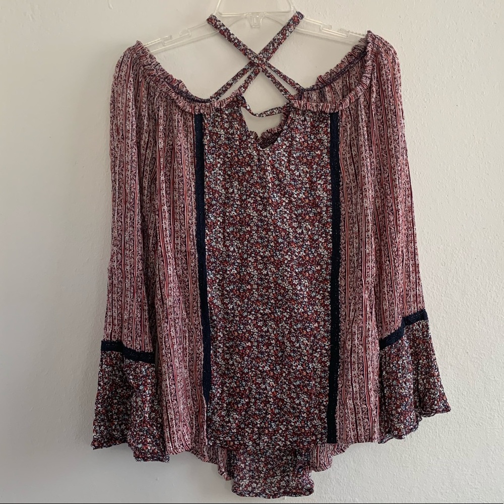 Long sleeve printed blouse